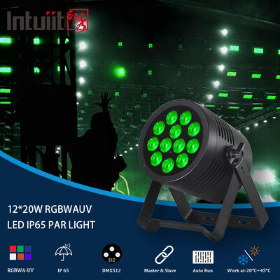 مصباح LED خارجي من نوع Par، مقاوم للماء IP65، مصباح LED Par 12x20 واط RGBWA UV 6 في 1، ضوء DMX Led Par