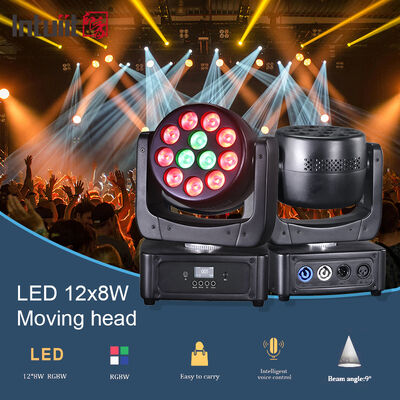 مصنع الضوء على المسرح 12x8W RGBW LED غسل ضوء رأس متحرك مع تشغيل الصوت DMX512 التحكم