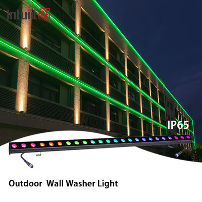 ضوء غسالة الحائط LED للخارج IP65 RGBW 24 * 2W 4-in-1 DMX512 شريط إضاءة مرحلة خطية للتصميم المعماري للمناظر الطبيعية