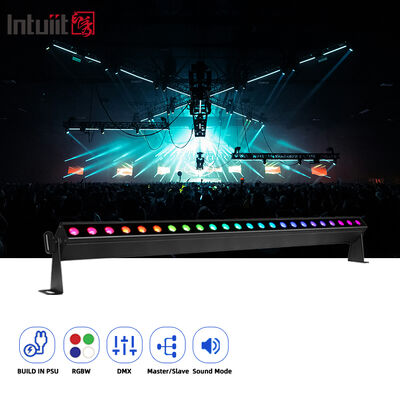 ضوء غسالة الحائط LED الداخلي 24x2W RGBW DMX512 صوت إضاءة شريط المسرح النشط IP20 ضوء غسل خطي لتزيين المناطق الداخلية المعمارية