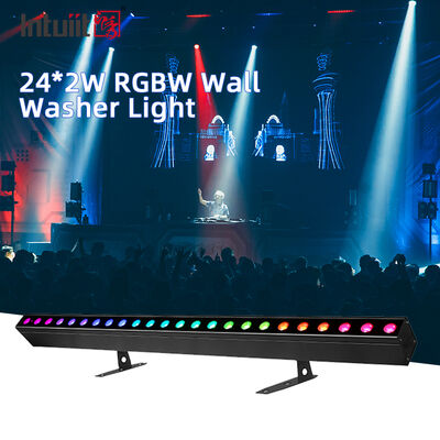 ضوء غسالة الحائط LED الداخلي 24x2W RGBW DMX512 صوت إضاءة شريط المسرح النشط IP20 ضوء غسل خطي لتزيين المناطق الداخلية المعمارية