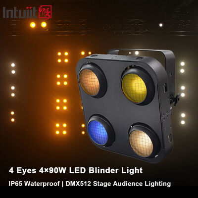 4-Eye LED COB ضوء العمى 4x90W RGB Warm White Amber Stage Blinder Strobe DMX512 Pixels Control أضواء المسرح لحفلة الحدث