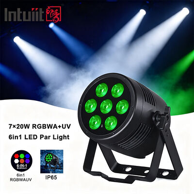 7x20W RGBWA + UV 6-in-1 IP65 LED PAR للخارج ضوء DMX512 غسل مضاد للماء للمسرح والزفاف والأحداث