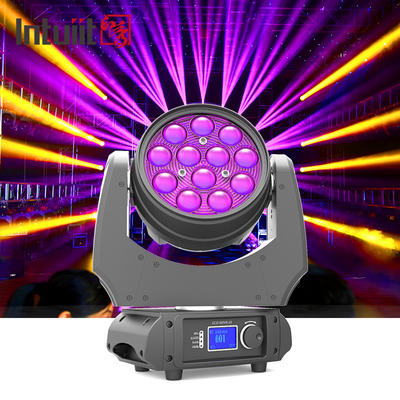 زاوية واسعة 5-60 درجة زووم يغسل رأس متحرك 12 * 10W RGBW 4-in-1 DMX LED متحرك رئيسي ضوء
